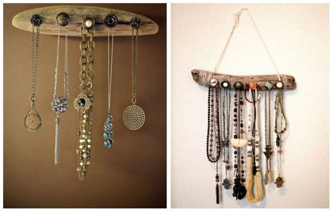 Driftwood Jewelery Necklace Holder Organizer