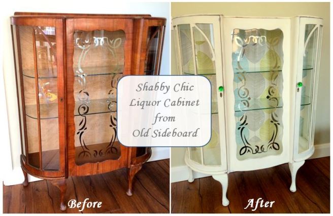 Shabby Chic Liquor Cabinet from Old Sideboard