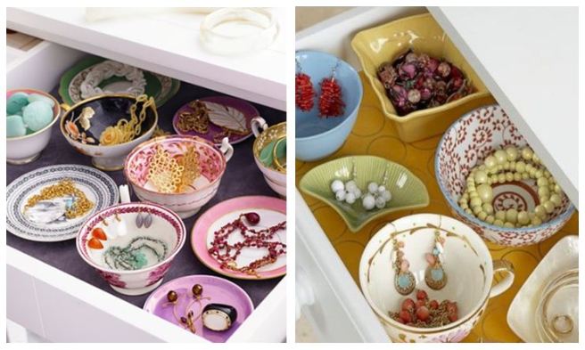 Teapots Saucers Jewellery HolderOrganizer