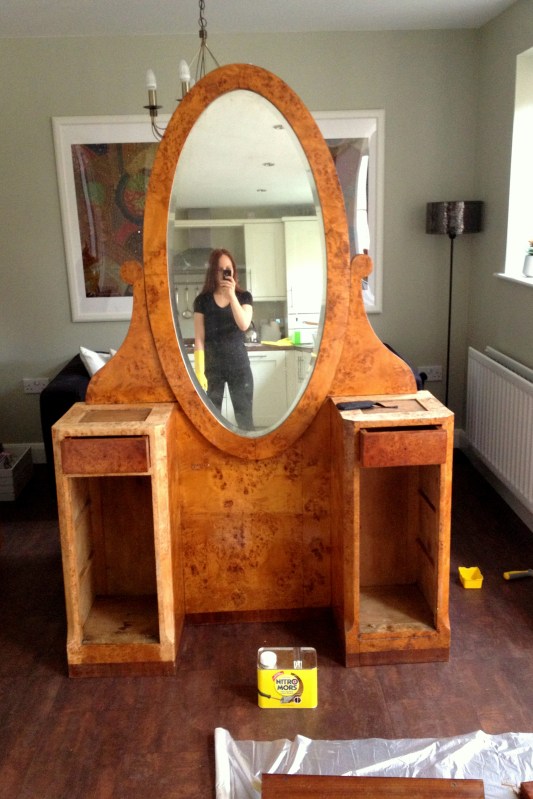 Art Deco Vanity Makeover progress
